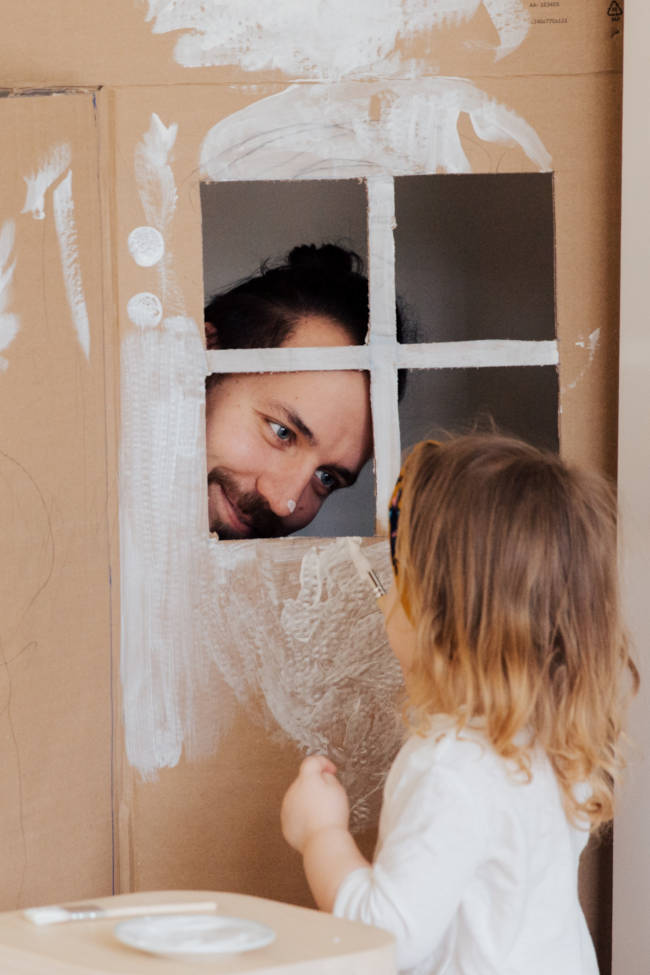 Dad and Daughter Play house